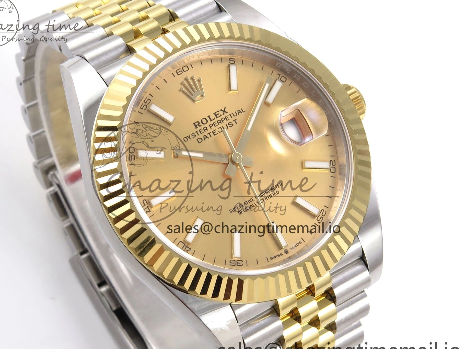 MiroTime 0127 Vibrant DateJust 41 126333 EWEF Best Edition YG Stick Dial on SS YG Jubilee Bracelet A 990